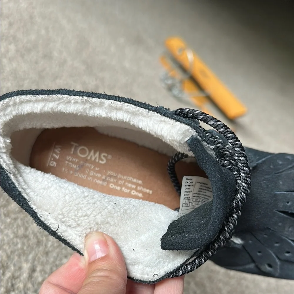 Toms Black Lace-Up‎ Wedge Boots